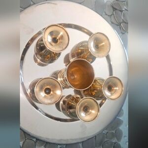 Judaica Set 7 Pieces Small Goblet Household Copper Wine Glasses